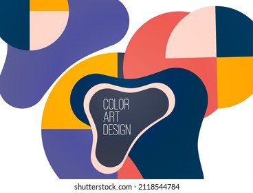 Abstract geometric pattern background texture for poster cover design. Minimal color vector banner template with circles and smooth shapes. Vector illustration.