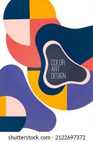 Abstract geometric pattern background texture for poster cover design. Minimal color vector banner template with circles and smooth shapes. Vector illustration.
