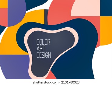 Abstract geometric pattern background texture for poster cover design. Minimal color vector banner template with circles and smooth shapes. Vector illustration.
