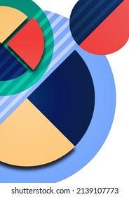 Abstract geometric pattern background texture for poster cover design. Minimal colorful vector banner template with circles and segments. Vector illustration.
