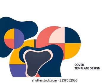 Abstract geometric pattern background texture for poster cover design. Minimal color vector banner template with circles and smooth shapes. Vector illustration.