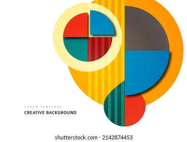 Abstract geometric pattern background texture for poster cover design. Minimal colorful vector banner template with circles and segments. Vector illustration.