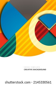 Abstract geometric pattern background texture for poster cover design. Minimal colorful vector banner template with circles and segments. Vector illustration.