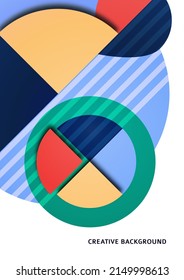 Abstract geometric pattern background texture for poster cover design. Minimal colorful vector banner template with circles and segments. Vector illustration.