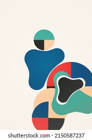 Abstract geometric pattern background texture for poster cover design. Minimal color vector banner template with circles and smooth shapes. Vector illustration.