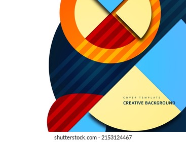 Abstract geometric pattern background texture for poster cover design. Minimal colorful vector banner template with circles and segments. Vector illustration.
