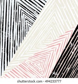 abstract geometric pattern background, with triangles, stripes, paint strokes and splashes