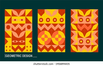 Abstract geometric pattern background, vector circle, triangle and square lines color art design. Colorful pattern background