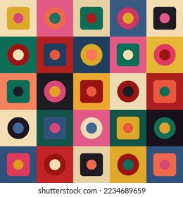 Abstract  geometric pattern background, vector circle, circle and square lines color art design.