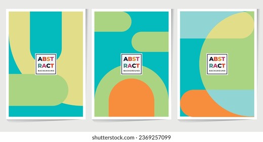 Abstract geometric pattern background, vector minimal geometry poster with circle, triangle and square lines art design. Colored pattern background, posters set