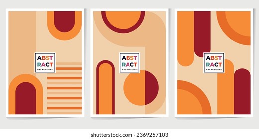 Abstract geometric pattern background, vector minimal geometry poster with circle, triangle and square lines art design. Colored pattern background, posters set