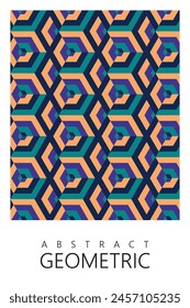 Abstract geometric pattern background, geometric vector seamless pattern with parallelogram shapes in vintage colors