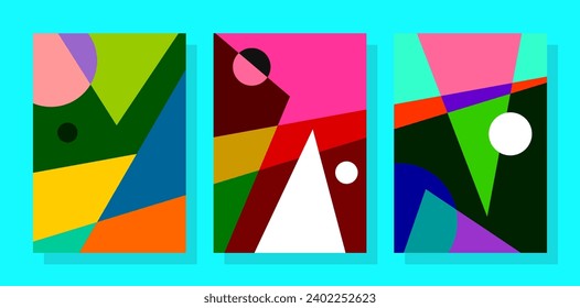 abstract geometric pattern backgrounds. trendy contemporary shape. colorful poster and memphis style