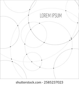 Abstract geometric pattern for banner flyer heade or social media status featuring interconnected circles with place for your text. Circular and dotted elements create a minimalist and modern design
