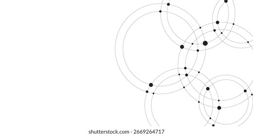 Abstract geometric pattern for banner flyer design social media status featuring interconnected art. Abstract connecting dots and circles. Abstract vector illustration with overlapping circles, dots.