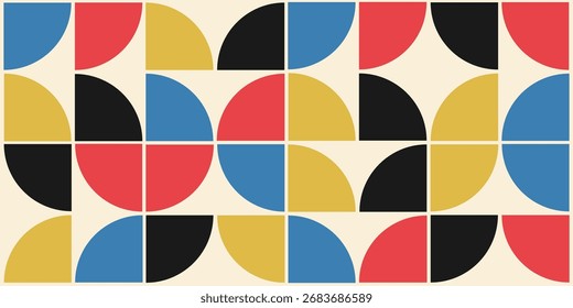 Abstract geometric pattern in Bauhaus style with vibrant colors and shape