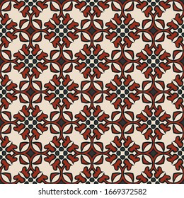 Abstract geometric pattern in beige,  red and black. Print, cloth design, wallpaper. Vector seamless.