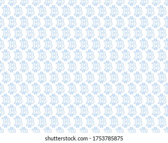 Abstract geometric pattern with bitcoin. A seamless vector background. White and blue ornament. Graphic modern pattern. Simple lattice graphic design