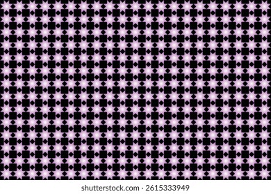 Abstract geometric pattern black background star and square shape elements with white glowing spotlight effect banner.