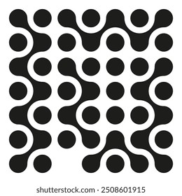 Abstract geometric pattern. Black circular shapes. Symmetrical repeating design. Vector illustration.