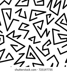 Abstract geometric pattern with black lines on white. Vector seamless background. Memphis style