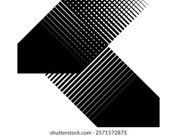 Abstract geometric pattern, black on white background. Striped black and white design element. Modern vector background from lines