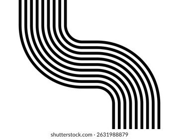 Abstract geometric pattern of black parallel retro lines on white background. Modern design element, for backgrounds, presentations, posters or digital art. Sport vector background