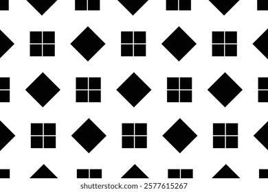 Abstract Geometric Pattern with Black Shapes on White Background