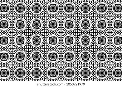 Abstract geometric pattern - black and white,  Circular mathematical ornament - tile, 