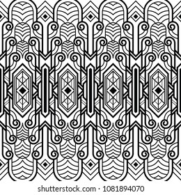 Abstract geometric pattern, black and white vector background with seamless ornament.