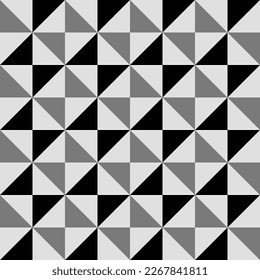 Abstract geometric pattern in black and white squares, Abstract pattern in a monochrome scheme. Black and white triangle pattern. Monotone triangles in square shape.