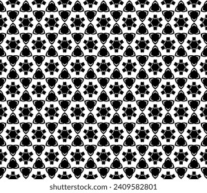 Abstract geometric pattern with black and white circles and lines.