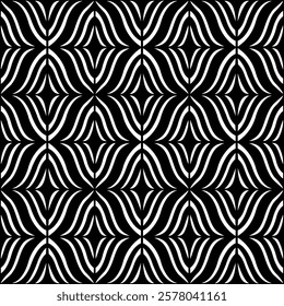 Abstract Geometric Pattern (Black, White) - Repeating Vector Image; Easily Editable; Endless Design; Colorful lIlustration. Print for Gift Paper, Packaging, etc.