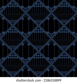 Abstract geometric pattern blue black background gothic style seamless pattern fabric pattern wallpaper print fashion home decoration
