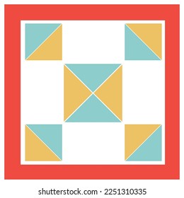 Resumen del patrón geométrico en colores azul, naranja y turquesa.