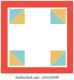 Abstract geometric pattern in blue, orange and turquoise colors.