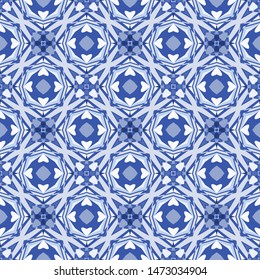 Abstract geometric pattern in blue. Print, cloth design, wallpaper. Vector illustration.