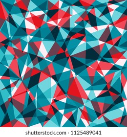Abstract geometric pattern. Blue, red, white and brown triangles background. Vector illustration eps 10.