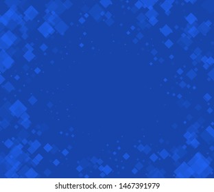Abstract geometric pattern with blue rhombuses. Black and white vector illustration. 