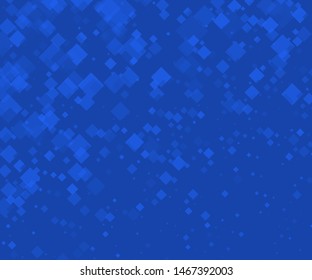Abstract geometric pattern with blue rhombuses. Black and white vector illustration. 