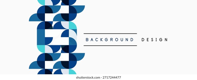 Abstract geometric pattern. Blue squares, rectangles form helix shape. White background, text reads background design. Modern visual element.