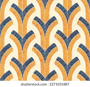 Patrón geométrico abstracto. Impresión bohemia de estilo bordado. Ilustración vectorial.