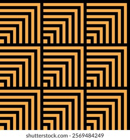 abstract geometric pattern with bold black and orange striped squares