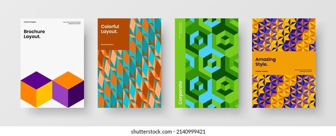 Abstract geometric pattern booklet illustration set. Isolated cover vector design concept bundle.