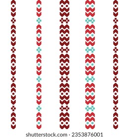 Abstract geometric pattern borders with red and blue lines on a white background
