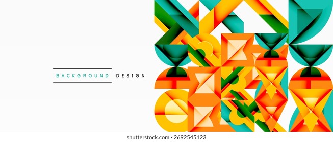 Abstract geometric pattern. Bright colors overlap creating dynamic visual effect. Modern design element for backgrounds, banners.