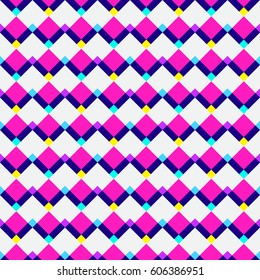Abstract geometric pattern. Bright neon colors. Memphis style pattern. Seamless vector pattern. Vector illustration.