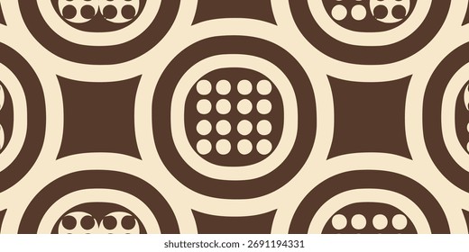 Abstract geometric pattern in brown and beige, a seamless design for backgrounds and textures