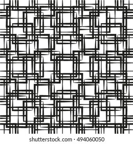 Abstract geometric pattern by lines, rhombuses. A seamless vector background. White and black texture