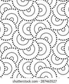 Abstract geometric pattern by the points, circles. Gray and white texture. A seamless vector background.